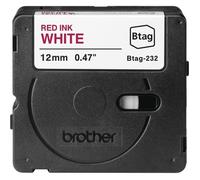 Ruban adhésif - BROTHER - BTAG232 - Rouge sur blanc - 12 mm - Non laminé