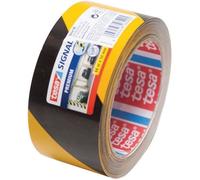 tesa Signal Premium Ruban Adhésif de Marquage et d'Avertissement - Balisage et Signalisation Permanente des Zones Dangereuses - PVC Robuste - Noir - Jaune - 66 m x 50 mm
