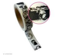 Ruban adhésif décoratif - Anciens appareils - 15 mm x 10 m - Repositionnable - Motif vintage - Mixte