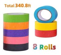 Ruban adhésif décoratif couleur,8 rouleaux masking tape washi papier scotch masquage arc en ciel ruban adhesif craft pour le codage