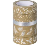Ruban adhésif décoratif HEYDA Naturel argenté / blanc 5 rouleaux de 5 m