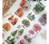 Ruban adhésif décoratif pour scrapbooking, 3 rouleaux d'accessoires pour scrapbooking, autocollants, thème des arbres de la forêt, autocollants transparents pour bullet journal, album photo, cahier