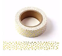 Ruban adhésif décoratif Washi à pois blancs et dorés 15 mm x 10 m
