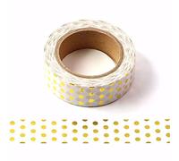 Ruban adhésif décoratif Washi blanc et doré à pois 15 mm x 10 m