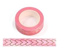 Ruban adhésif décoratif Washi rose et or rose 15 mm x 10 m