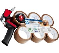 Ruban Adhésif D'emballage Kit Dévidoir Et 6 Rouleaux Rubans Adhésifs Marron Transparent Fragile Pour Cartons Déménagement Et Colis (Dévidoir Pistolet 6 Rouleaux Brun)
