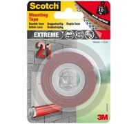 Ruban adhésif double face - 3M - 1,5m x 19mm - Adhésif acrylique mousse - Multi-usages