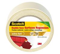 Ruban adhésif double-face 3M SCOTCH - 20 m x 50 mm - Pour surfaces rugueuses