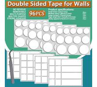 Ruban Adhésif Double Face 96 Pièces Feuille Bandes Adhésive de Nano Transparente Fort Mural sans Trace Scotch Double Face Amovible pour Cadre Photo, Artisanat d'art, Décoration de Vacances