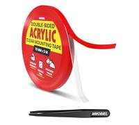 Ruban Adhésif Double Face en Acrylique - 5m x 10mm Adhésif Intérieur / Extérieur - Transparent Nano Amovible - Ruban Mural Suspension Image, Ruban Tapis, Imperméable à l'Eau - incl. Pince Épiler