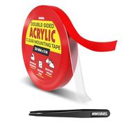 Ruban Adhésif Double Face en Acrylique - 5m x 20mm Adhésif Intérieur / Extérieur - Transparent Nano Amovible - Ruban Mural Suspension Image, Ruban Tapis, Imperméable à l'Eau - incl. Pince Épiler