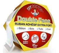 Ruban Adhésif Double Face Extra Fort pour Tapis et Moquettes - Force d'Adhérence Ultime - Colle sur Presque Tout sans Laisser de Traces - Multi-usages (Grand Rouleau de 20 m - Largeur 21 mm)