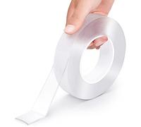 Ruban adhésif double face très résistant (5 m) - Ruban adhésif mural multi-usages amovible - Réutilisable - Adhésif transparent - Pour coller des articles, la maison