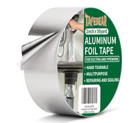 Ruban adhésif en aluminium TAPEBEAR, ruban adhésif pour conduits d'air en aluminium, résistant à la chaleur de 80°C à 100°C, ruban isolant pour le chauffage, la ventilation et la climatisation, scelle