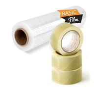 Ruban Adhésif et Film Transparent pour Emballage de Cartons et Meubles, Kit Complet d'Emballage, Film Étirable jusqu'à 200m, Protection Idéale Expéditions et Déménagements - Ofituria (Kit Bouclier)