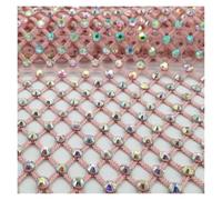 Ruban adhésif multicolore en maille avec strass SS10 pour bricolage (Rose AB, 40 x 50 cm)