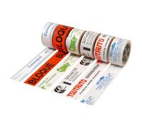 Ruban adhésif personnalisable PVC film rigide 2 couleurs d'impression 50 x 66 m - Lot de 72 rouleaux