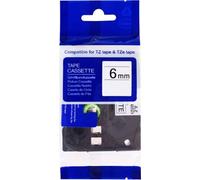 Ruban adhésif PRINTLINE compatible avec Brother HSe-211, 6mm,, impression noire / fond blanc, ruban