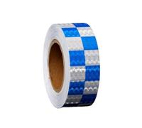 Ruban adhésif réfléchissant 3 m x 50 mm - Ruban réfléchissant pour l'extérieur - Étanche - Haute visibilité - Rouleau de sécurité pour le transport routier - Ruban lumineux bleu et blanc
