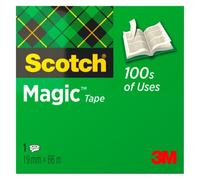 Scotch Magic Tape Ruban adhésif invisible largeur 19 mm x longueur 66 m