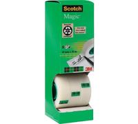 Scotch Magic Tape Ruban adhésif invisible largeur 19 mm x longueur 33 m (Lot de 7 + 1 OFFERT)