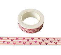 Ruban adhésif Washi blanc et rose avec cœurs roses - 15 mm x 10 m