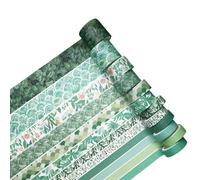 Ruban Adhésif Washi Plante Verte 12 Pièces/Ensemble, Ruban De Masquage De Couleur Unie, Autocollant Décoratif Pour Scrapbooking, Fourniture De Papeterie Pour Journal Intime