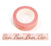 Ruban adhésif Washi rose et or rose avec cœurs 15 mm x 10 m