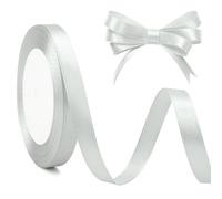 Ruban Argenté Gris 10mm X 25 Yards - Satin Cadeau Maitresse D'école Fin D'année - Soie Rouleau pour Papier Anniversaire, Tissu Fête, Gâteaux, L'artisanat De Décoration