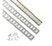 Ruban Auto Adhésif en Perles et Strass Let'S Style Bandes de Strass Scintillants Perles en Résine Blanche pour Vêtements de Maison Bricolage Mariage Fête Prénatale