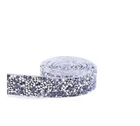 Ruban auto-adhésif en strass, Applicateur de garniture ruban en cristal, 1 mètre, bricolage chaussures, robes, décoration strass, rouleau, artisanat for l'artisanat d'art(Silver,2cm)