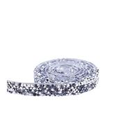 Ruban auto-adhésif en strass, Applicateur de garniture ruban en cristal, 1 mètre, bricolage chaussures, robes, décoration strass, rouleau, artisanat for l'artisanat d'art(Silver,1.5cm)