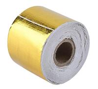 Ruban auto-adhésif résistant à la chaleur, ruban de protection thermique en feuille ignifuge en fibre de verre, rouleau de ruban réfléchissant pour pare-feu, piles à combustible(Golden 10M*5Cm)
