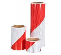 Ruban Autocollant avec Bandes réfléchissantes biaisées Rouges et Blanches pour la Mise en Garde de la Circulation et Plus de, 1 PCE de 10cm