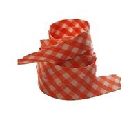 Ruban biais replié 20 mm coloris vichy orange Vendu par 6 mètres Coton Polyester