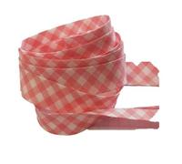 Ruban biais replié 20 mm coloris vichy rose clair Vendu par 6 mètres Coton Polyester