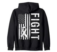 Ruban Blanc de Lutte Contre Le Cancer du poumon avec Drapeau américain Sweat à Capuche