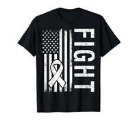 Ruban Blanc de Lutte Contre Le Cancer du poumon avec Drapeau américain T-Shirt