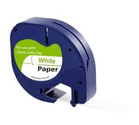 Ruban Blanc pour étiqueteuse compatible Dymo LetraTag LT-100H / LT-100H Plus/LT-100T / LT-100T Plus / 2000 / XM/XR / QX50 - Étiquette papier Recharge 91200 12mm x 4m Noir sur Blanc Phonillico®