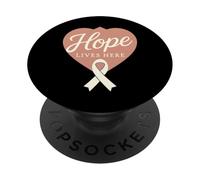 Ruban Blanc pour Sensibilisation au Cancer du poumon, Guerrier respire l'espoir PopSockets PopGrip Adhésif