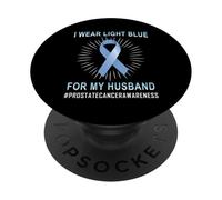 Ruban Bleu Clair de Sensibilisation au Cancer de la Prostate pour Mon Mari PopSockets PopGrip Adhésif