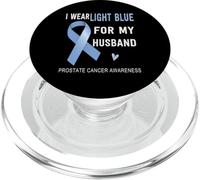 Ruban Bleu Clair de Sensibilisation au Cancer de la Prostate pour Mon Mari PopSockets PopGrip pour MagSafe