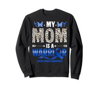 Ruban Bleu de Sensibilisation au Mois du Cancer du côlon Mom is A Warrior Sweatshirt