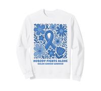 Ruban Bleu Floral « Nobody Fights Alone Colon Cancer Warrior » Sweatshirt