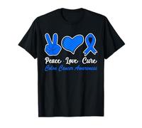 Ruban bleu Peace Love Cure CRC de la sensibilisation au cancer du côlon T-Shirt