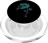 Ruban Bleu Sarcelle de Sensibilisation au Cancer de l'ovaire pour Amoureux des Fleurs et Tournesol PopSockets PopGrip pour MagSafe