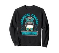 Ruban Bleu Sarcelle pour Chignon désordonné du Cancer du col utérin Sweatshirt