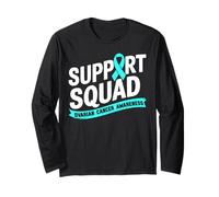 Ruban bleu sarcelle pour la sensibilisation au cancer de l'ovaire Manche Longue