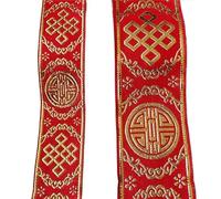 Ruban brodé couleur or argent, 7 mètres, 33mm 50mm, garniture en dentelle for bricolage, sac à vêtements, tissu(Red Gold,33mm)