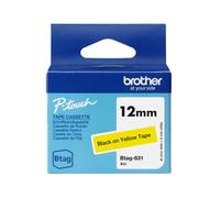 Ruban Brother Btag-631 Noir sur Jaune 12mm x 4m Non Laminé Compatible P-touch PT-N10/N20/N25BT